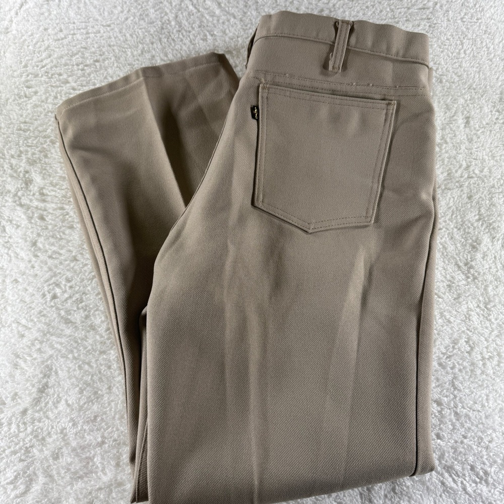 Vintage 517 Levi's Dacron Polyester Pants Tan Khaki Black Tab Mens‎ 36x28 USA